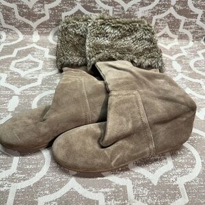 Sam Edelman Suede and Faux Fur Fold-Over Boots